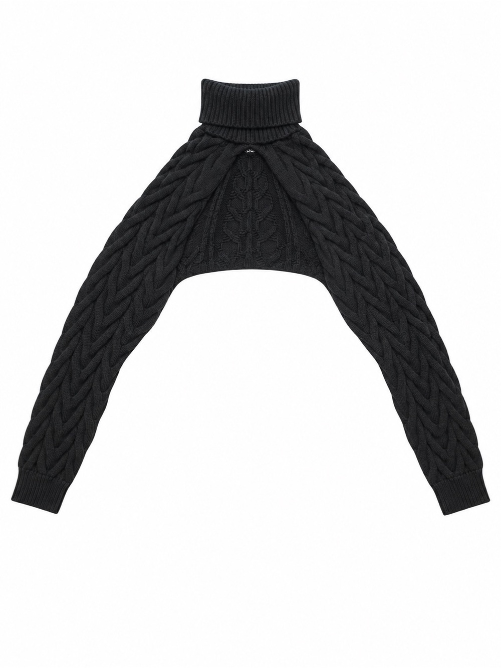 Y2K Cable Knit Turtleneck Shrug Bolero Sweater Sleeves Cropped Arm Warmer Small - Picture 2 of 5